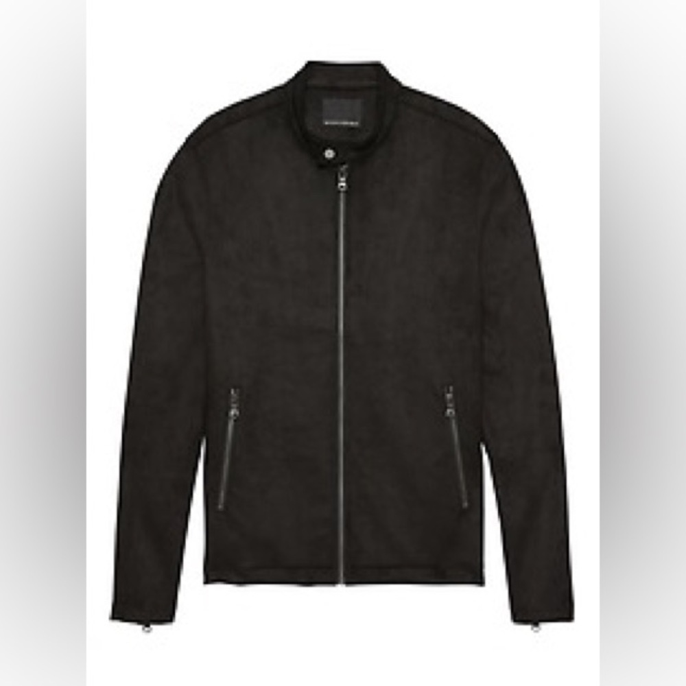 Brand New Banana Republic Mens Vegan Suede Moto Jacket size Medium